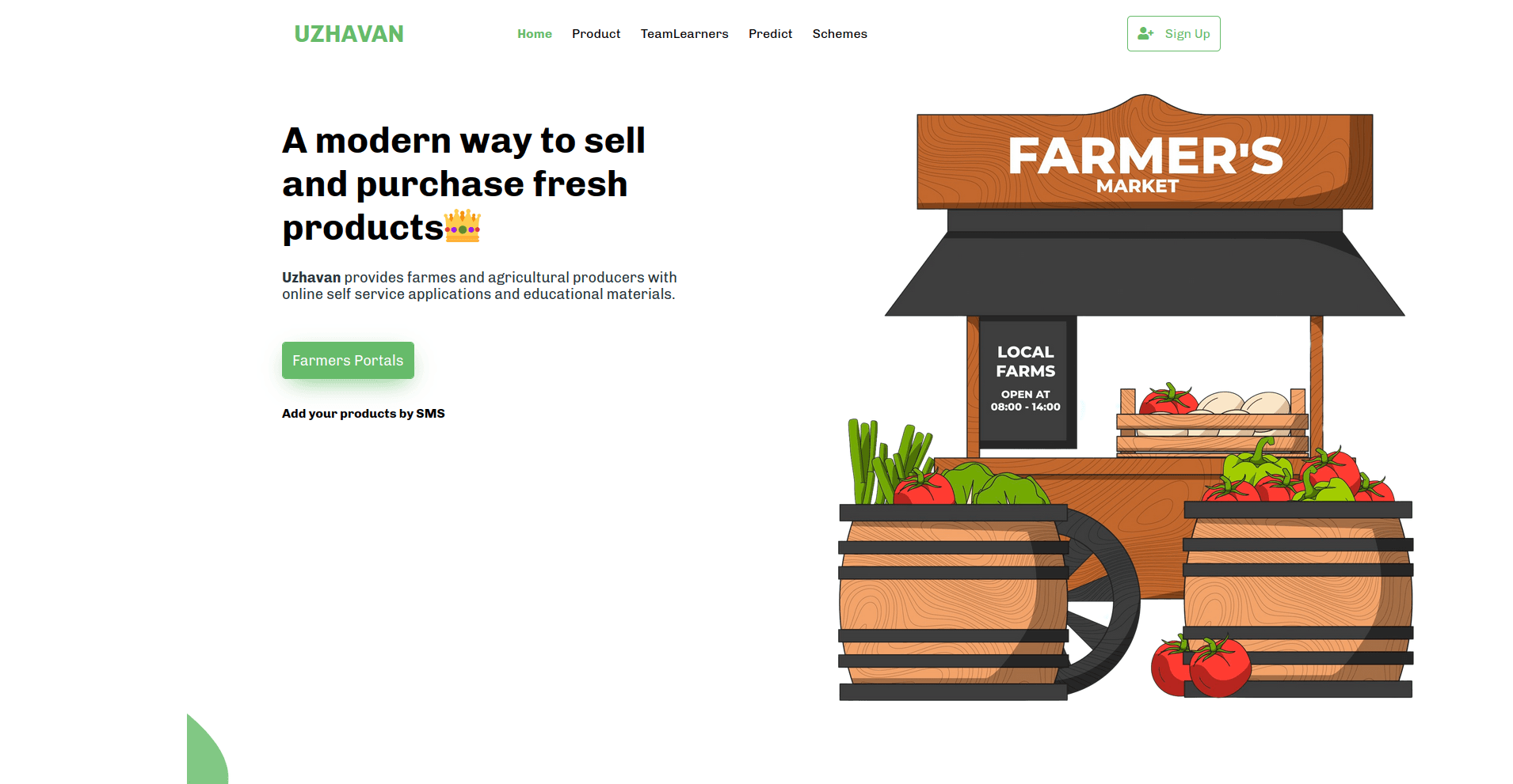 Uzhavan — landing page for a farmers' marketplace